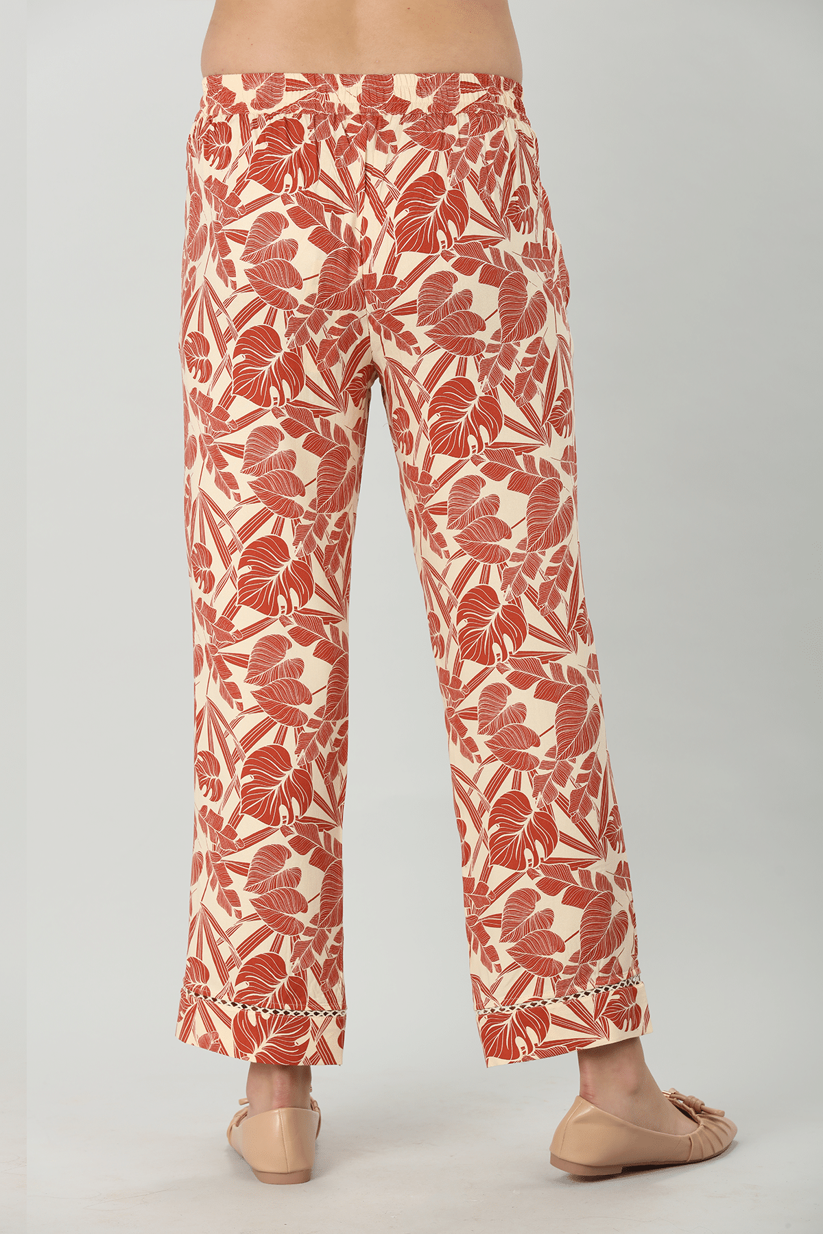 Printed Orange Co Ord Pant For Woman