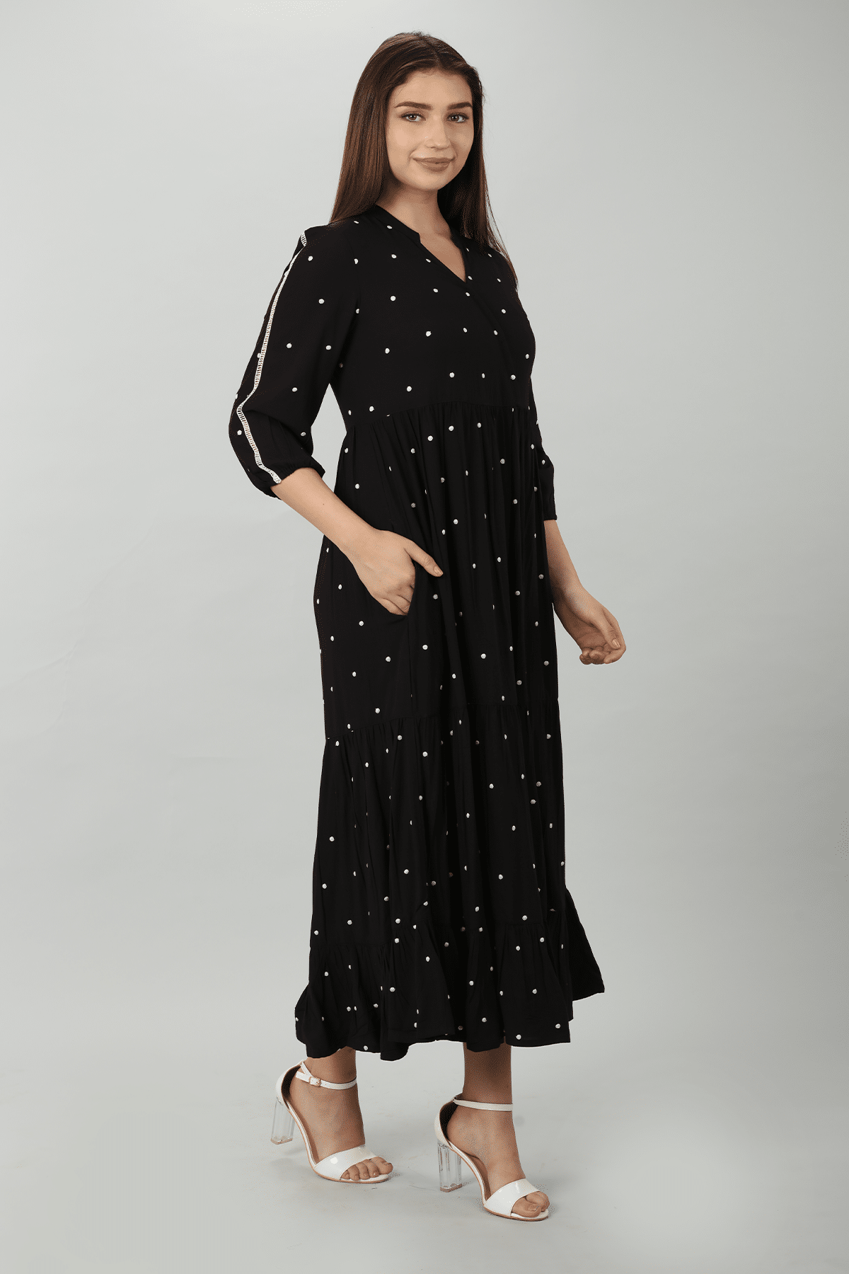 Polka Dot Dress Black For Women