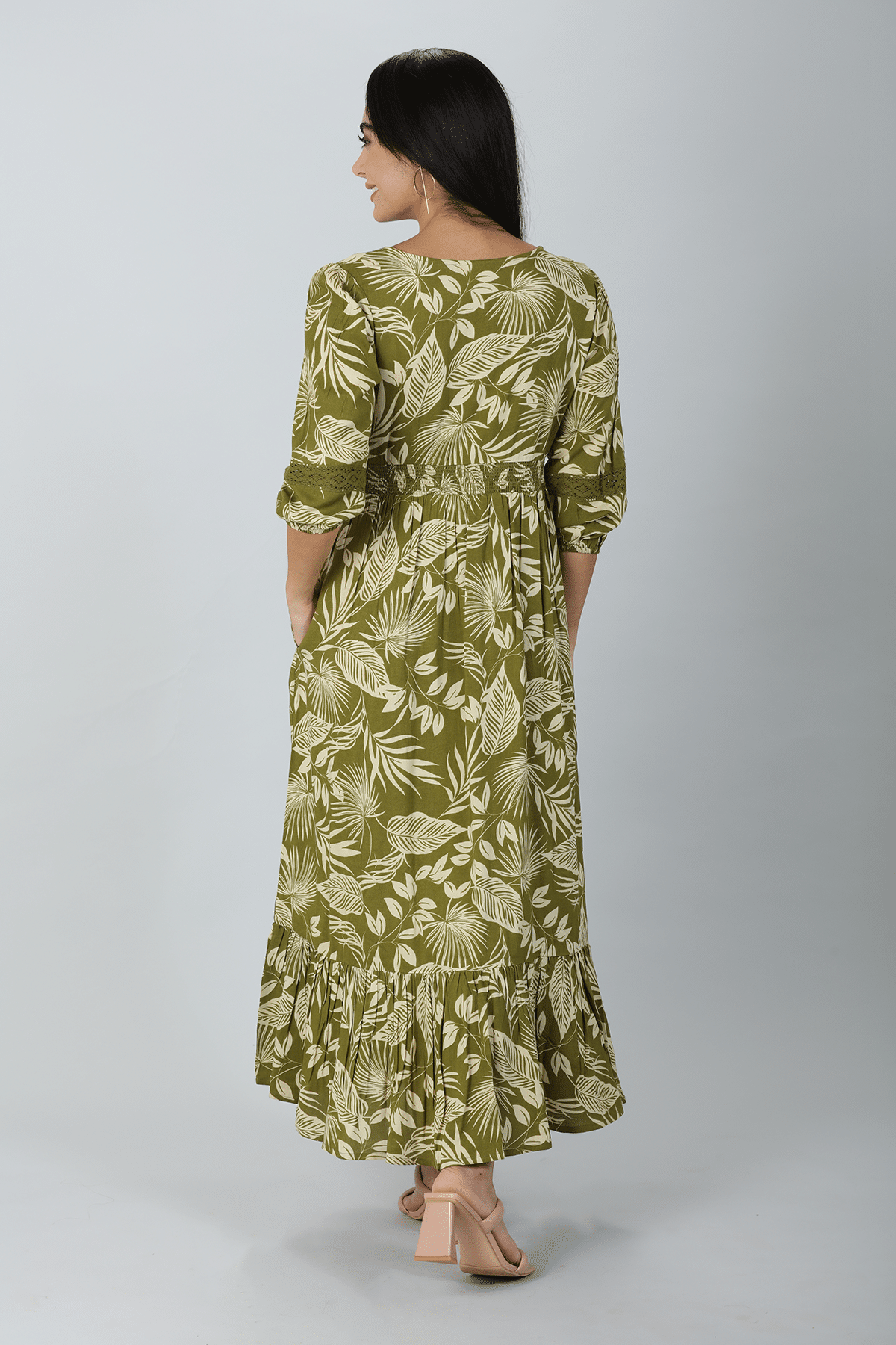 Olive Green Dress Maxi For Women