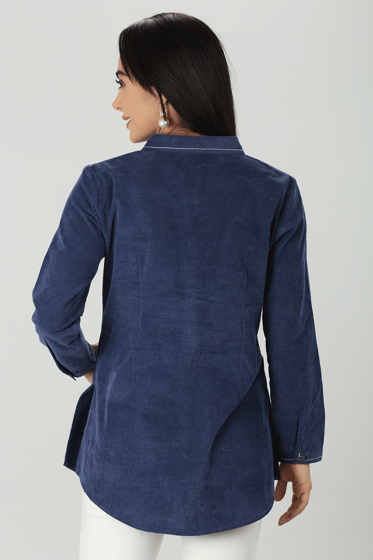 Navy Blue Womens Corduroy Shirt