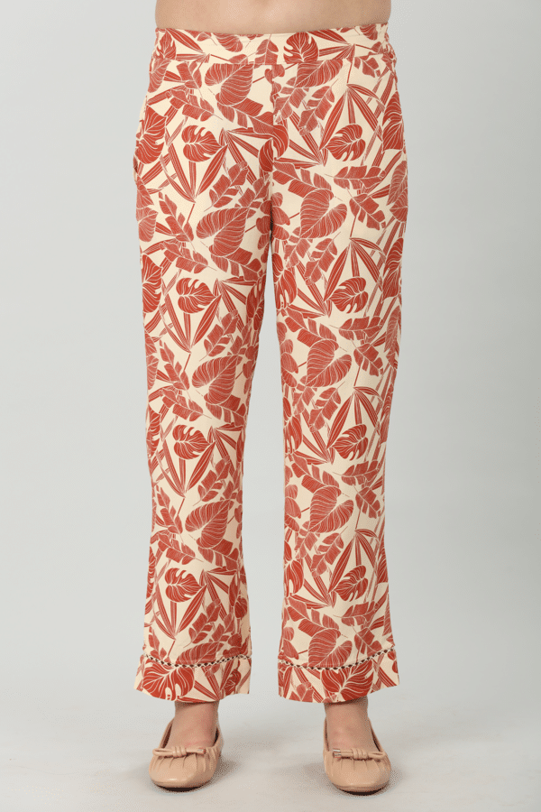 Printed Orange Co Ord Pant For Woman