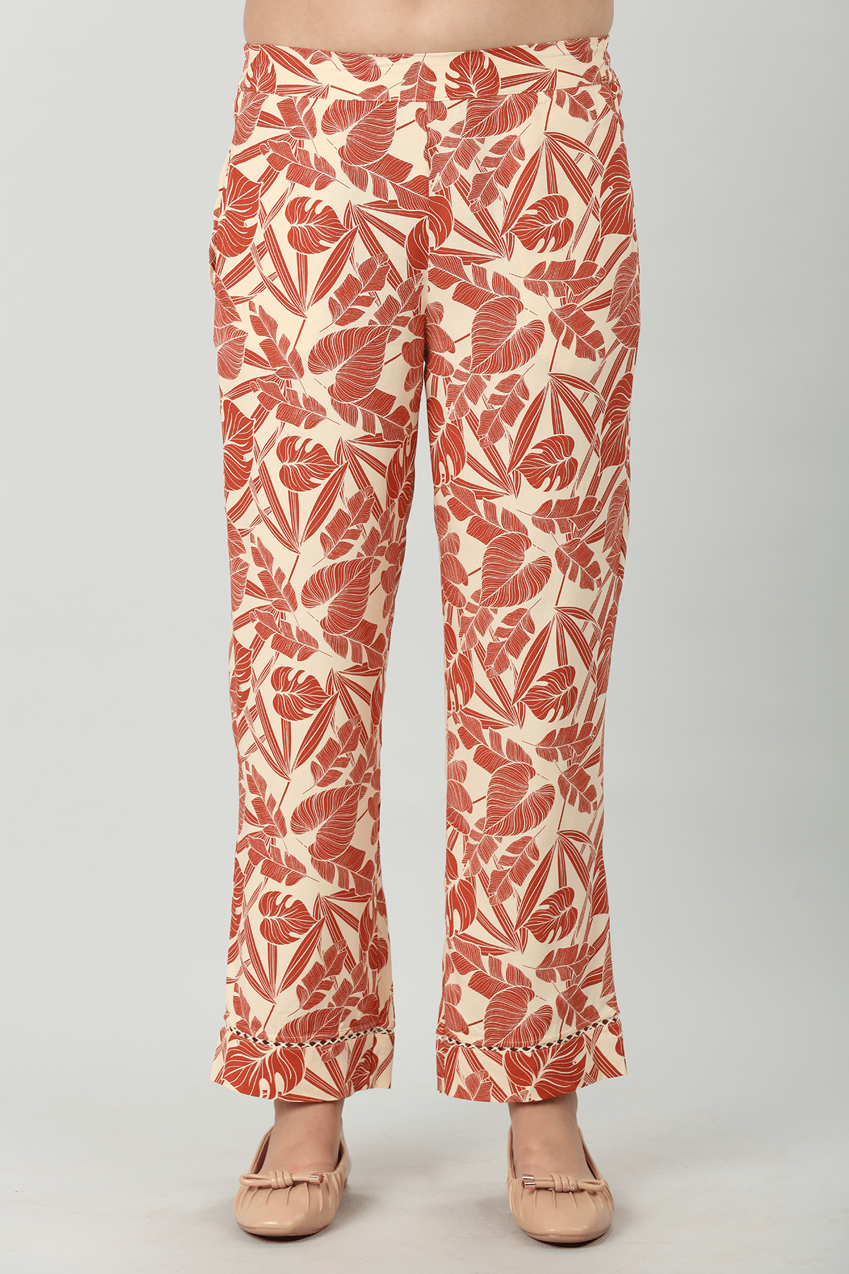 Printed Orange Co Ord Pant For Woman