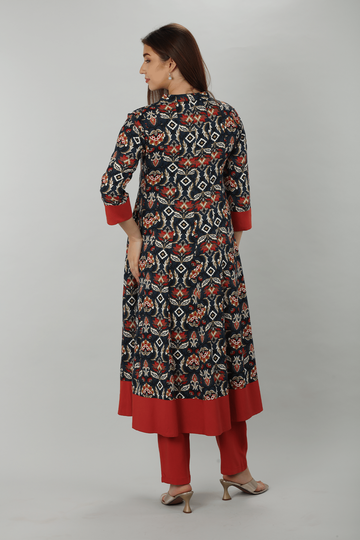 Dark Blue Mandarian Neck Kurti - Image 4