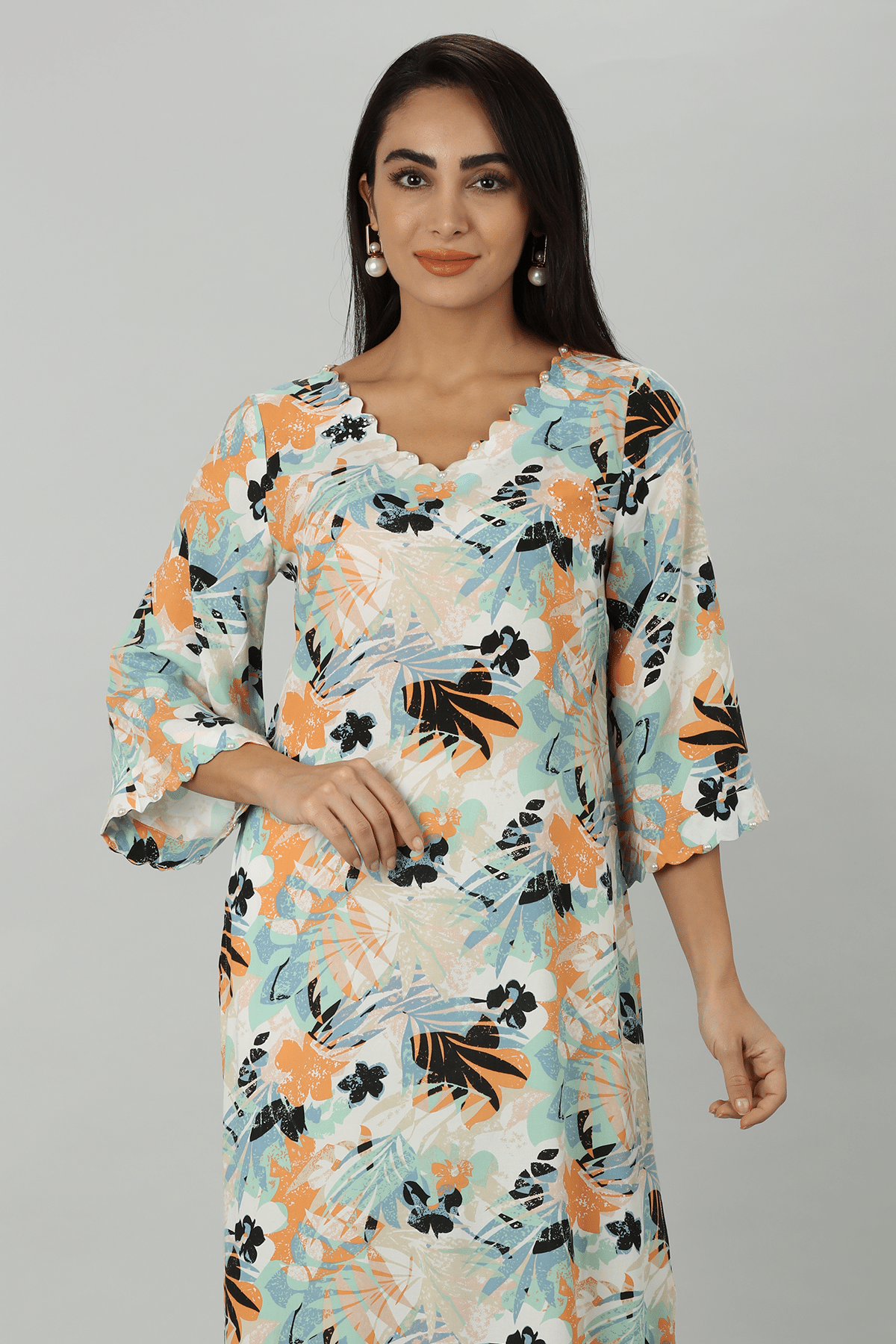 Printed Blue Kurta For Women