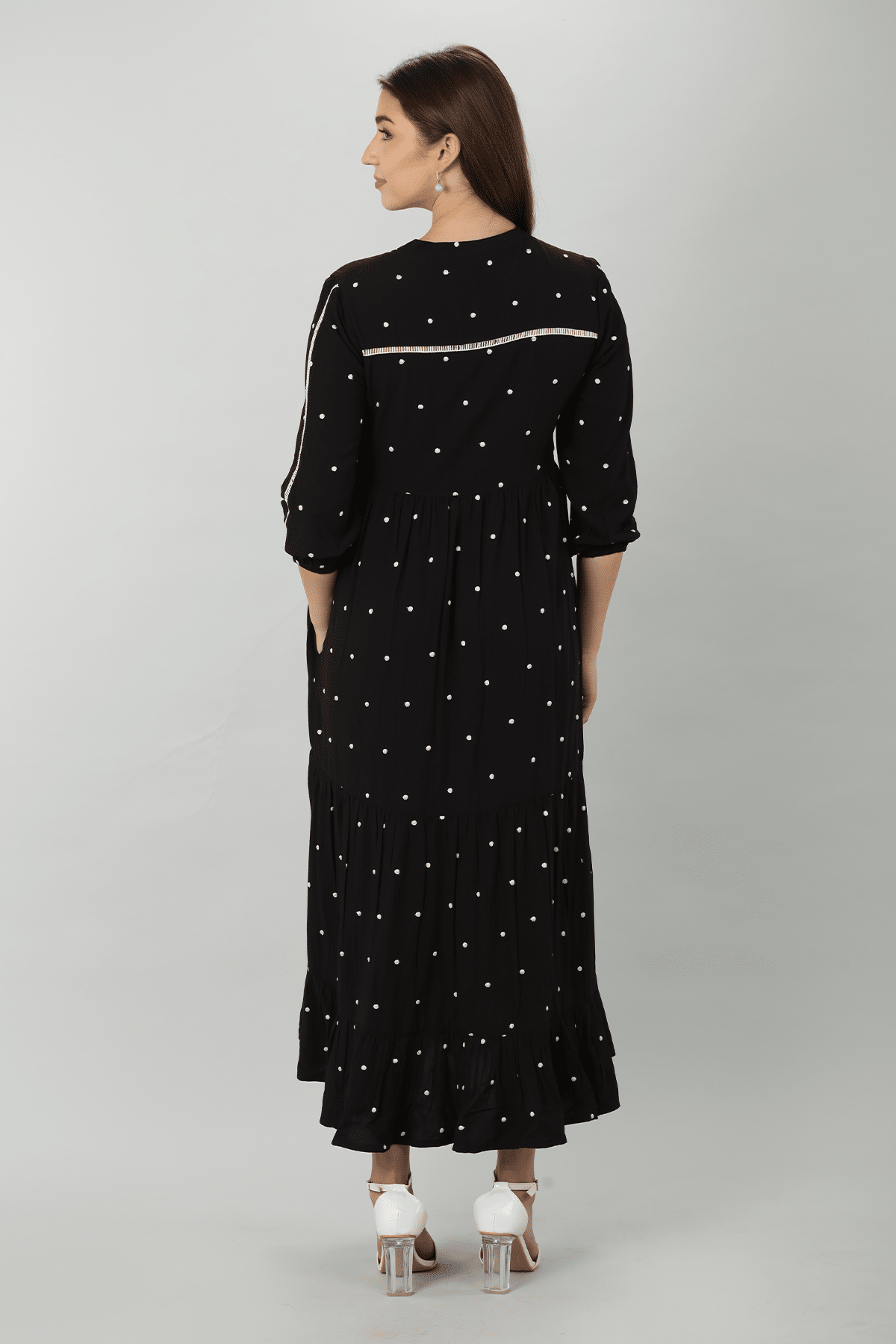 Polka Dot Dress Black For Women