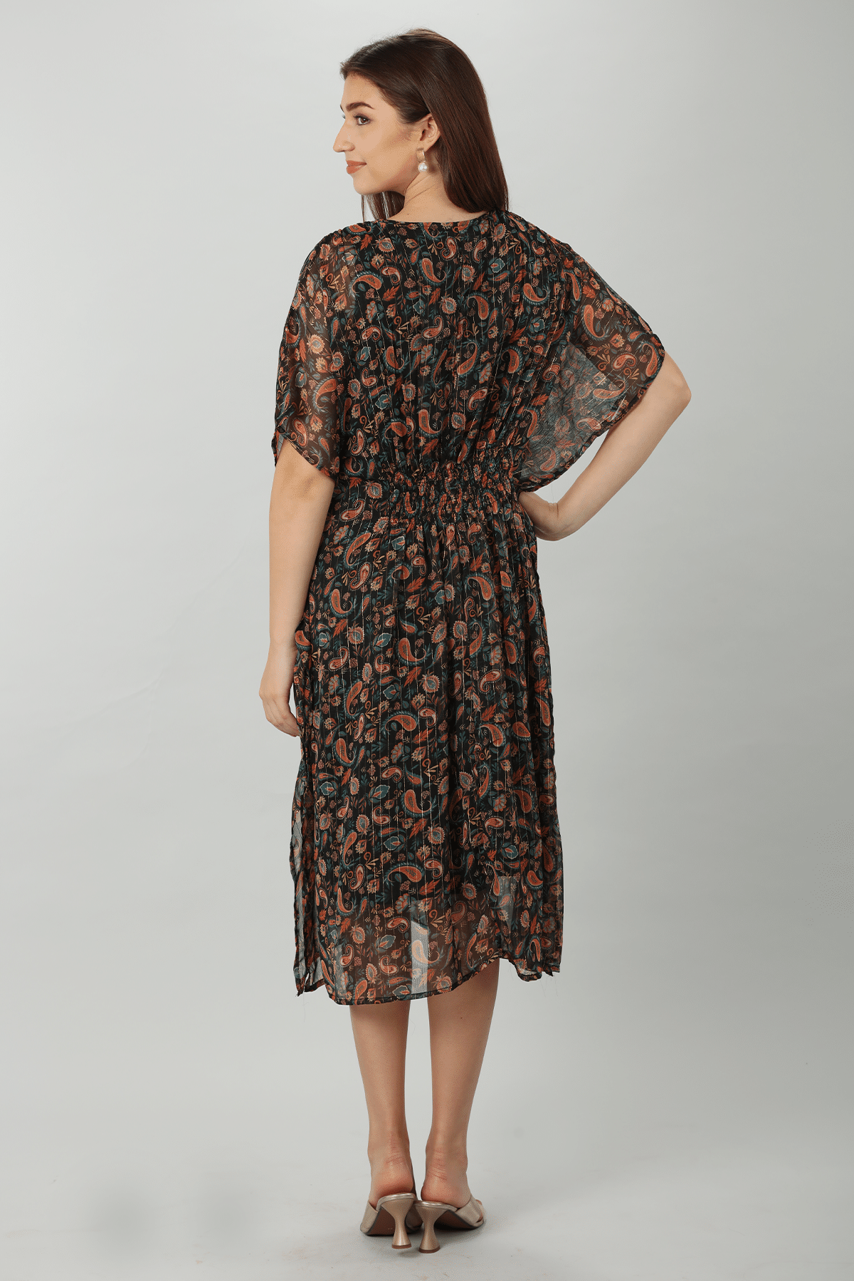 Printed Brown Kaftan Dress