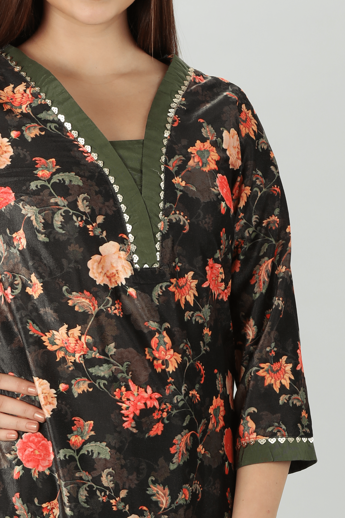 Dark Charcoal Kurta For Woman