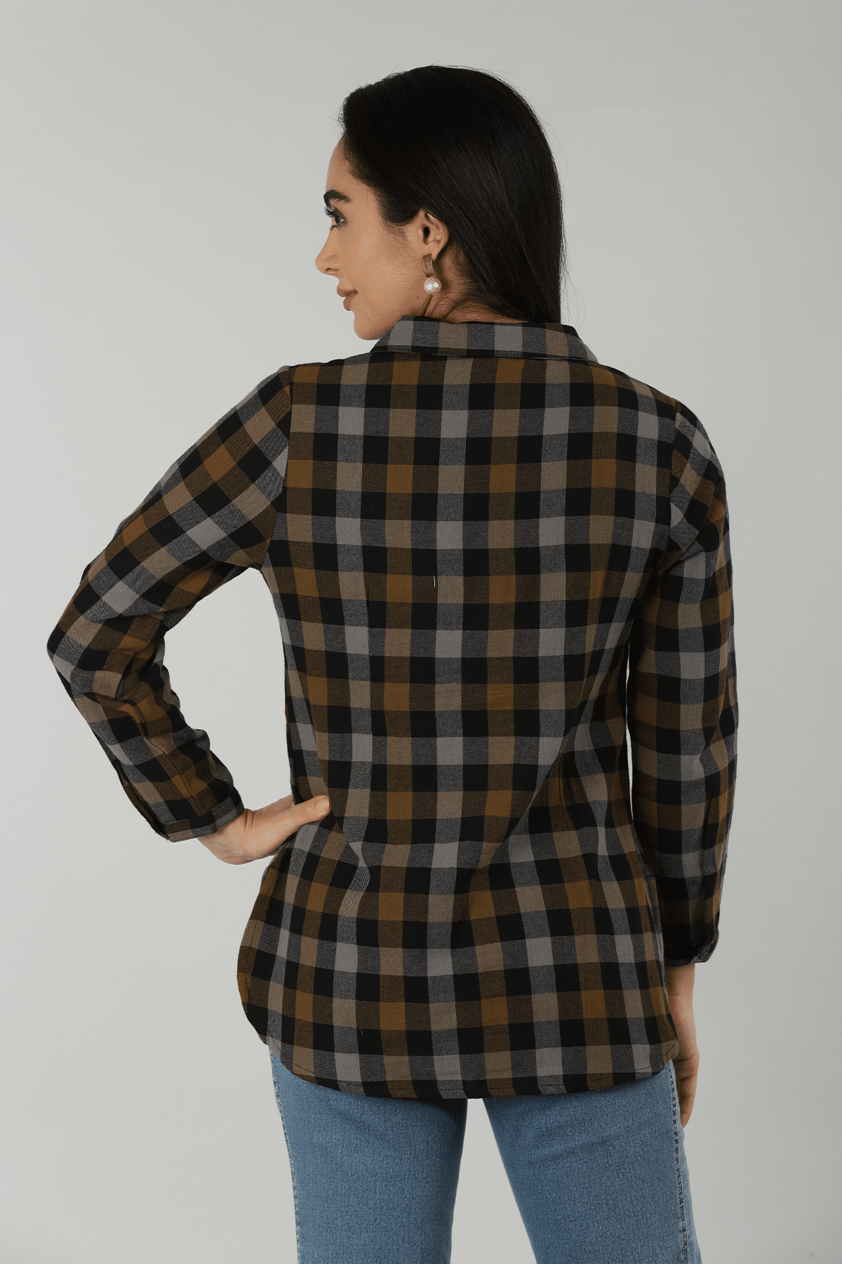 Brown Checks Shirt Women