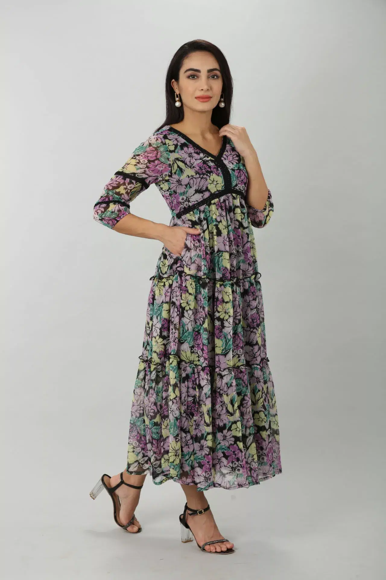 Purple Chiffon Dress For Women