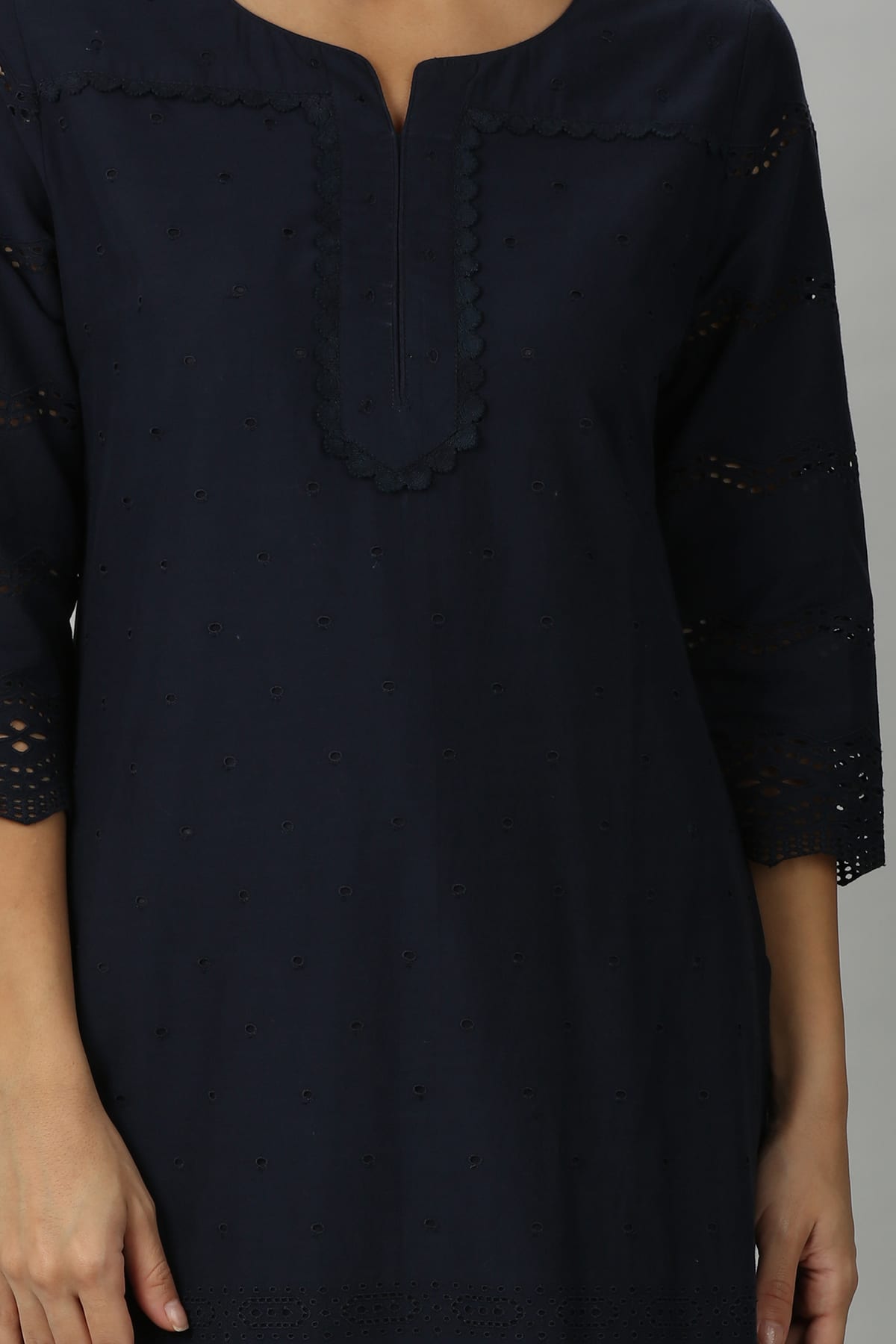 Blue Schiffli Kurti - Image 6