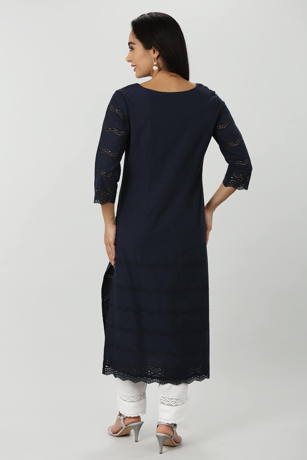 Blue Schiffli Kurti - Image 7