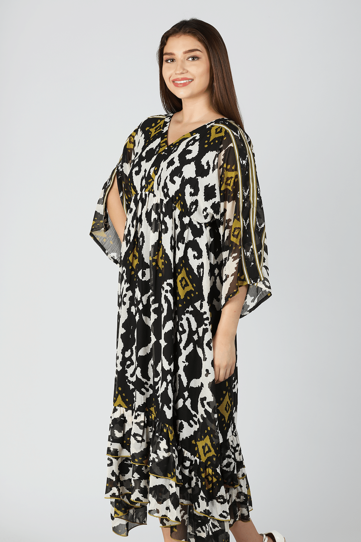 Charcoal Black Maxi Dress Party Wear For Women