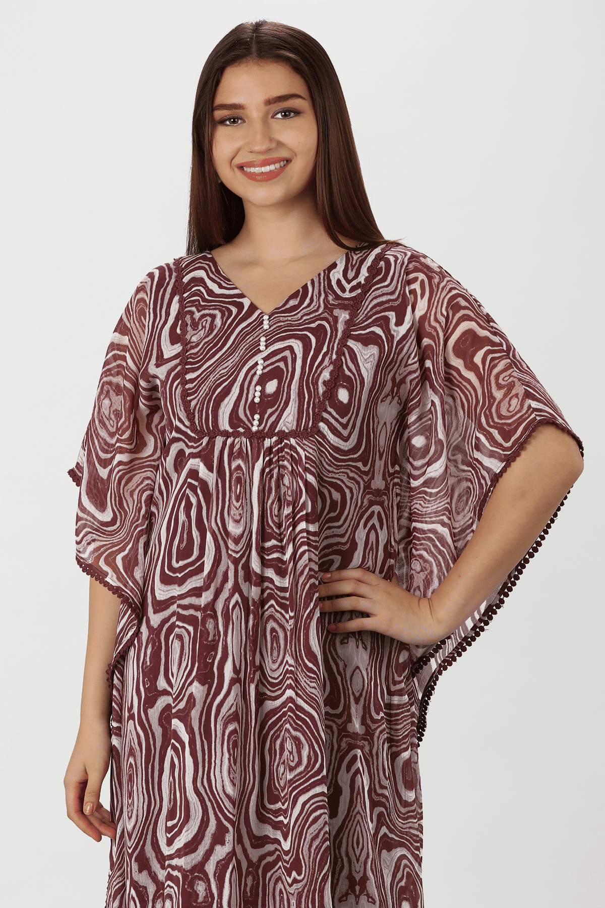 Printed Maroon Dress For Women