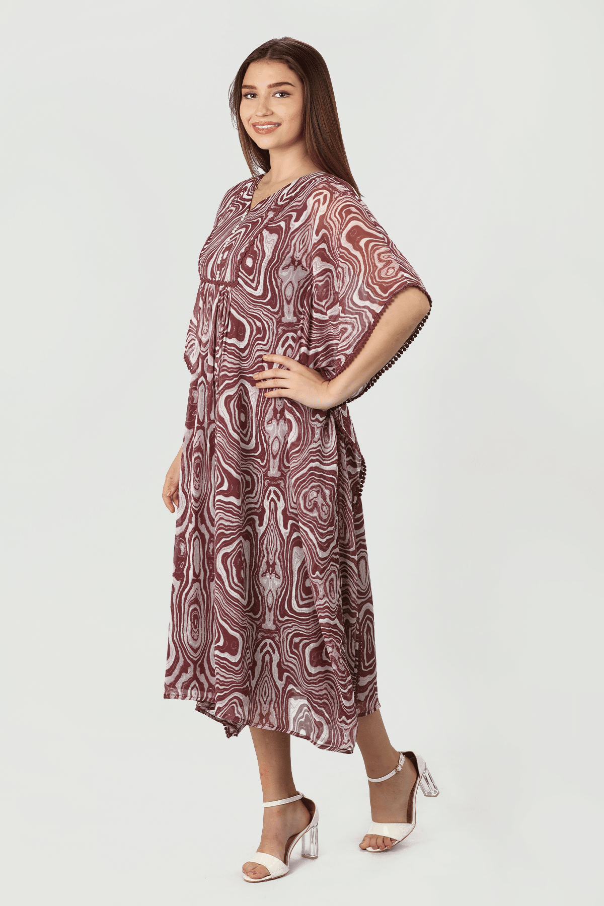Printed Maroon Dress For Women