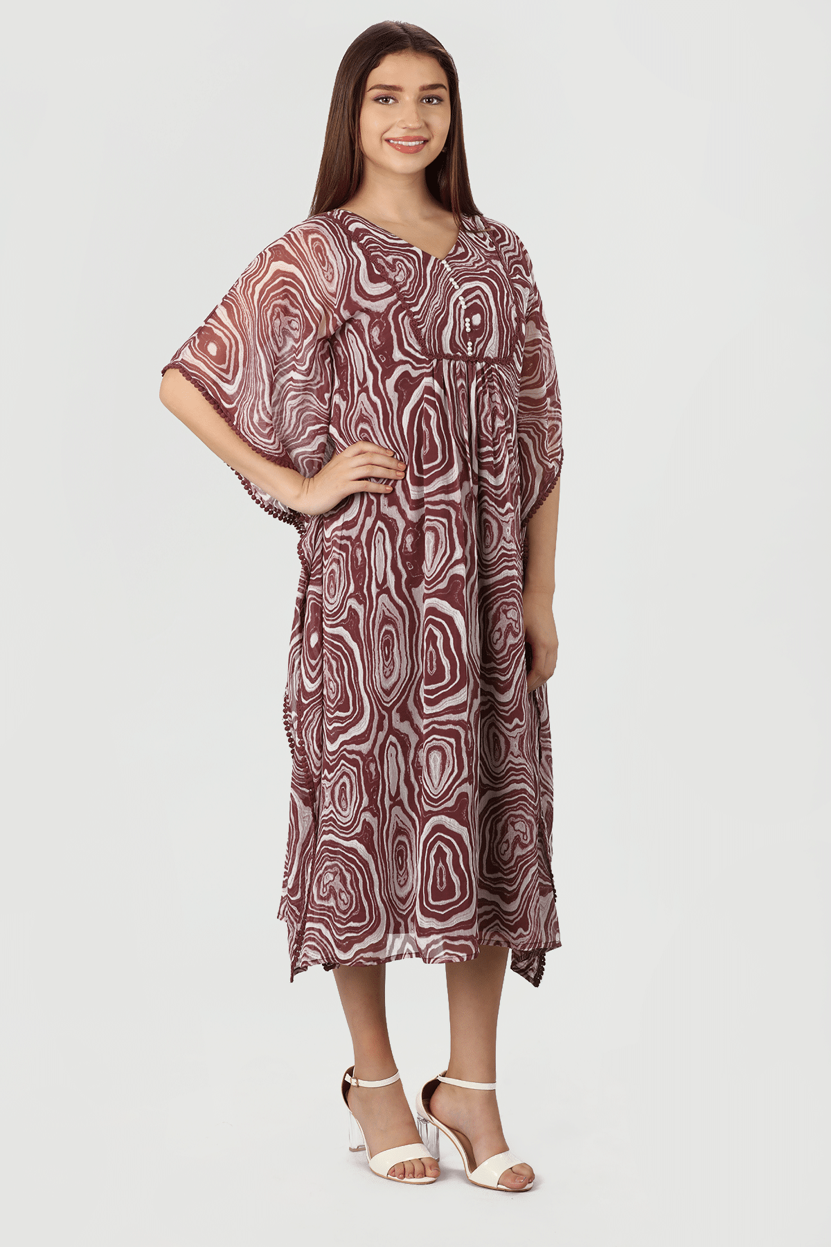 Printed Maroon Dress For Women