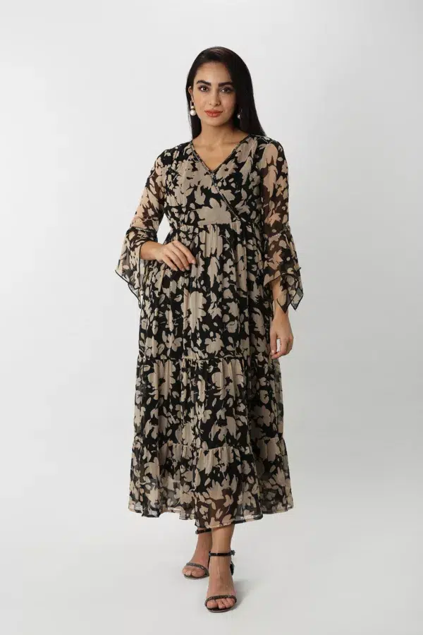 Printed Brown Dress Women