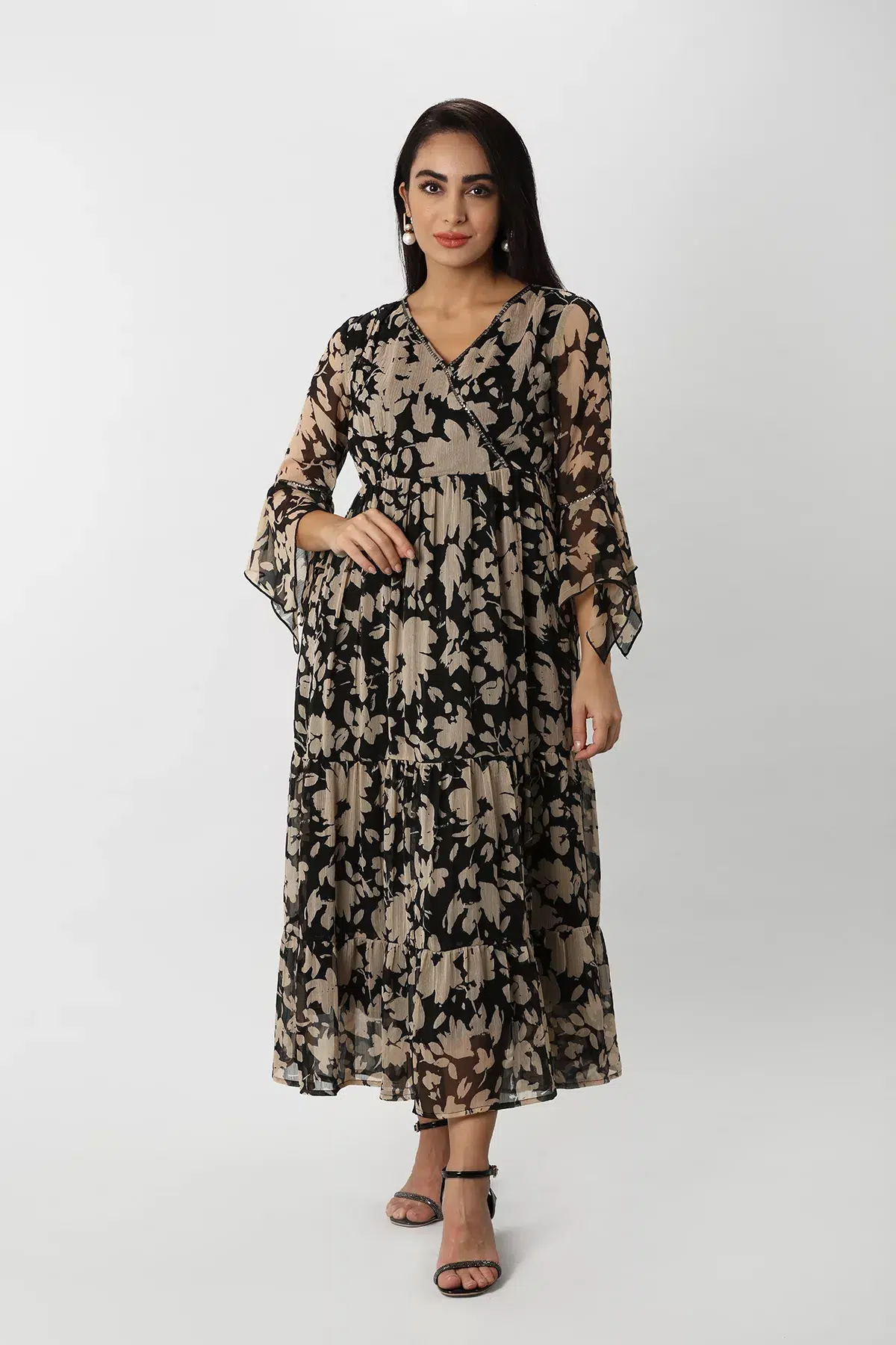 Printed Brown Dress Women