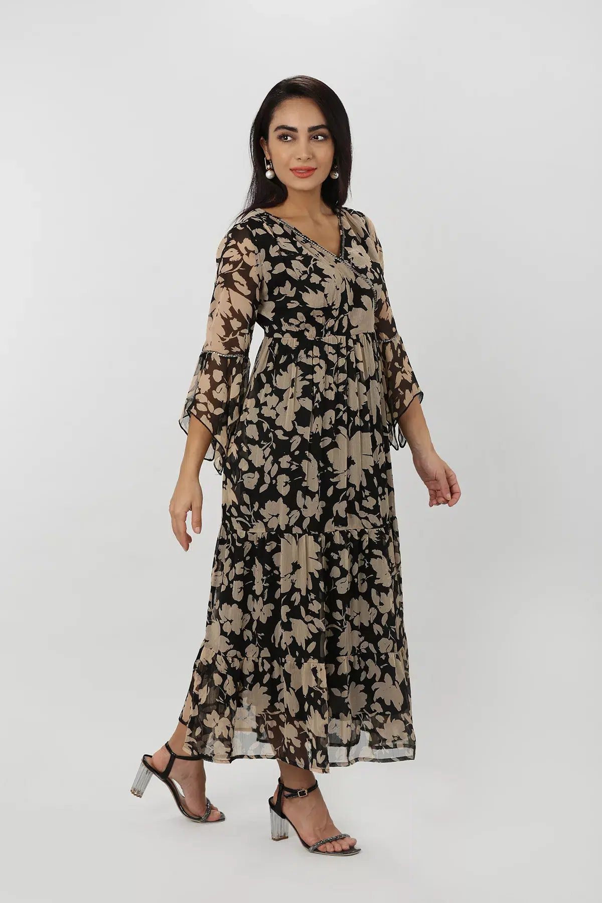 Printed Brown Dress Women