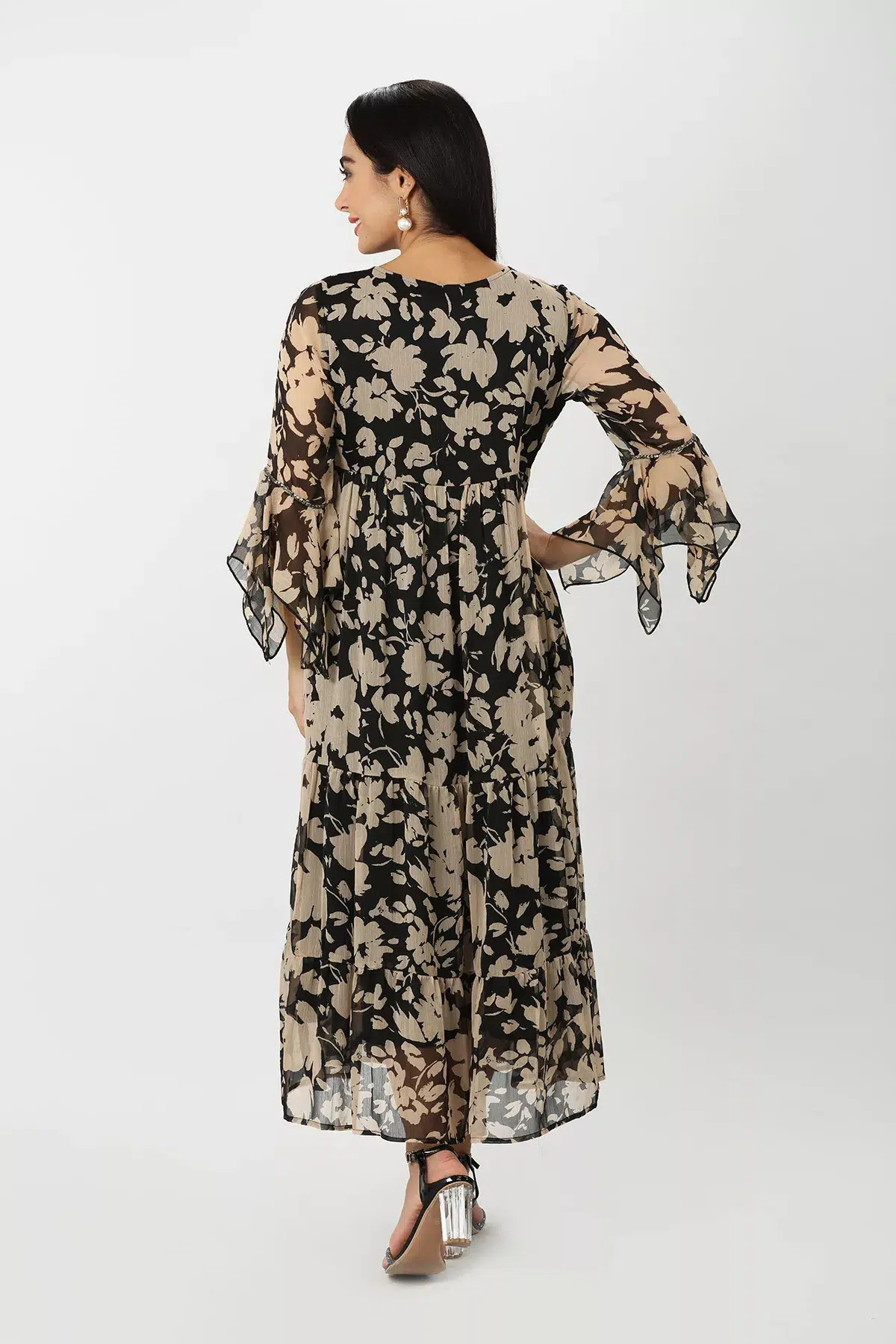 Printed Brown Dress Women