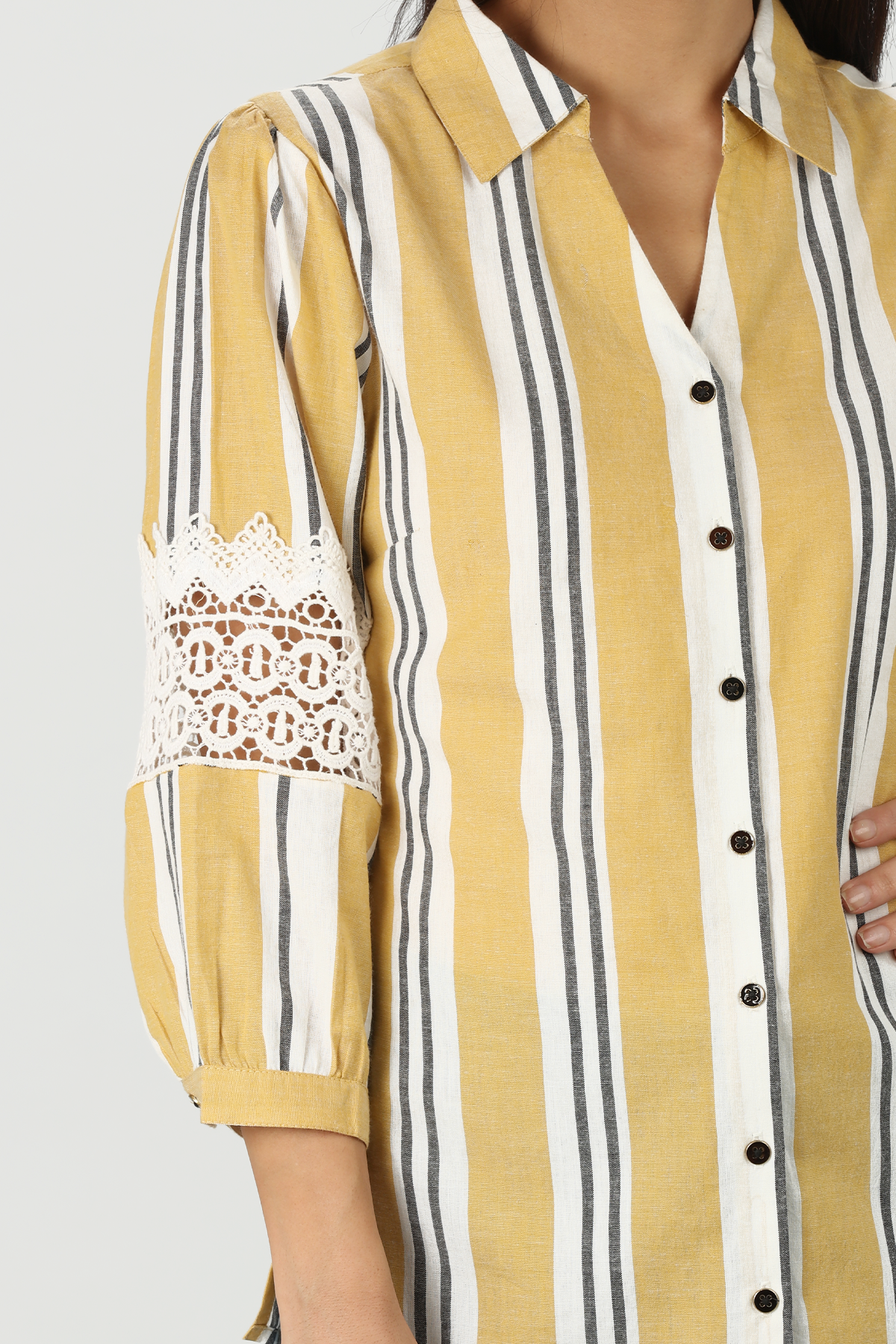Mustard Stripe Shirt For Women
