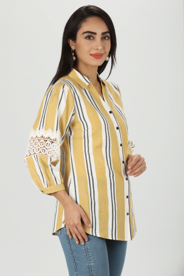 Mustard Stripe Shirt For Women