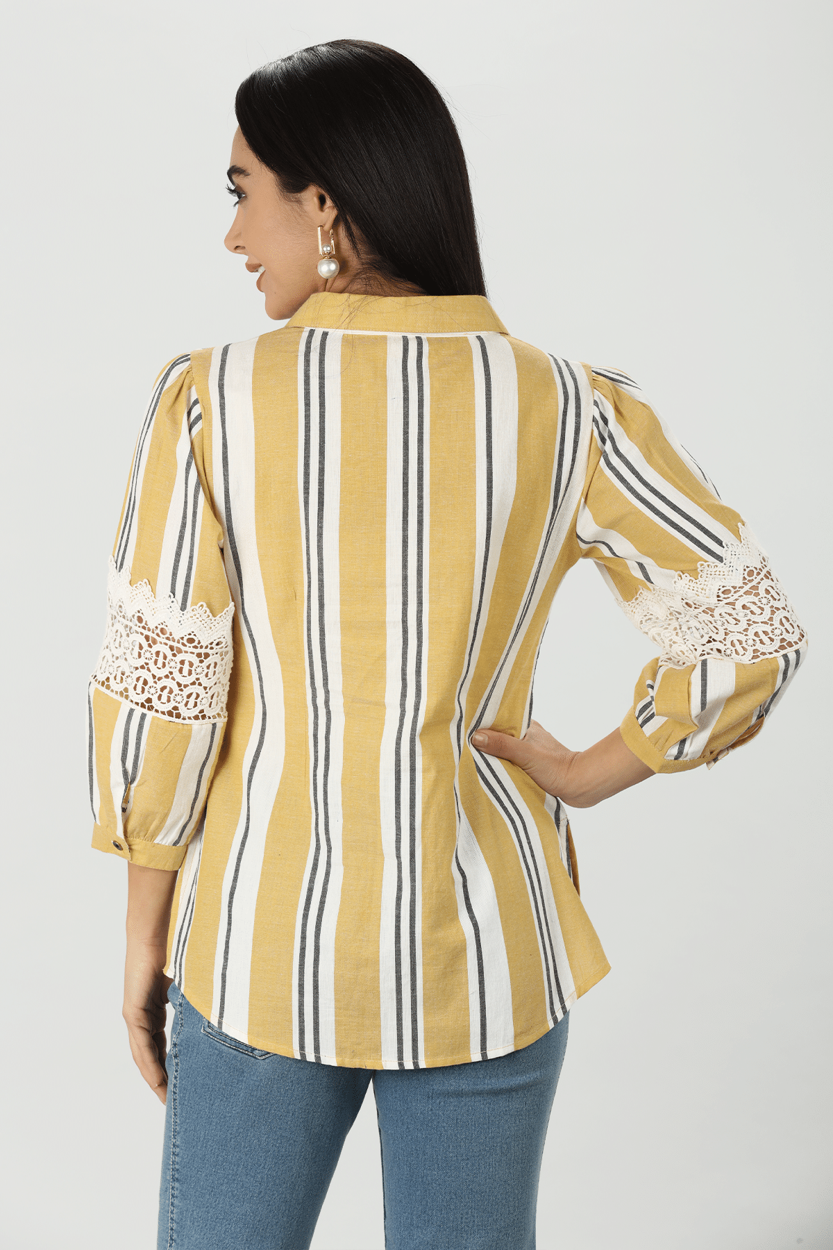 Mustard Stripe Shirt For Women