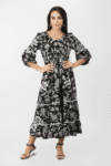 Printed Black Dress Maxi For Ladies