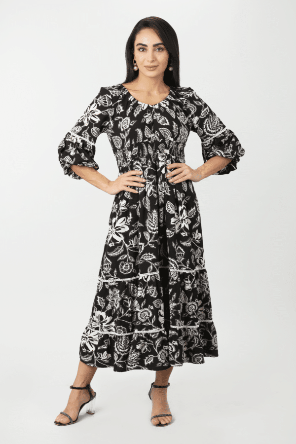 Printed Black Dress Maxi For Ladies