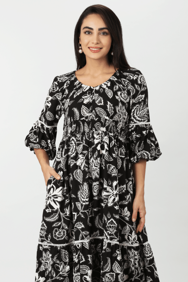 Printed Black Dress Maxi For Ladies