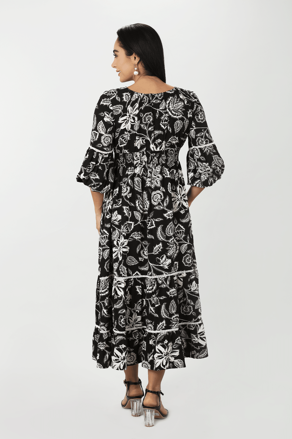 Printed Black Dress Maxi For Ladies