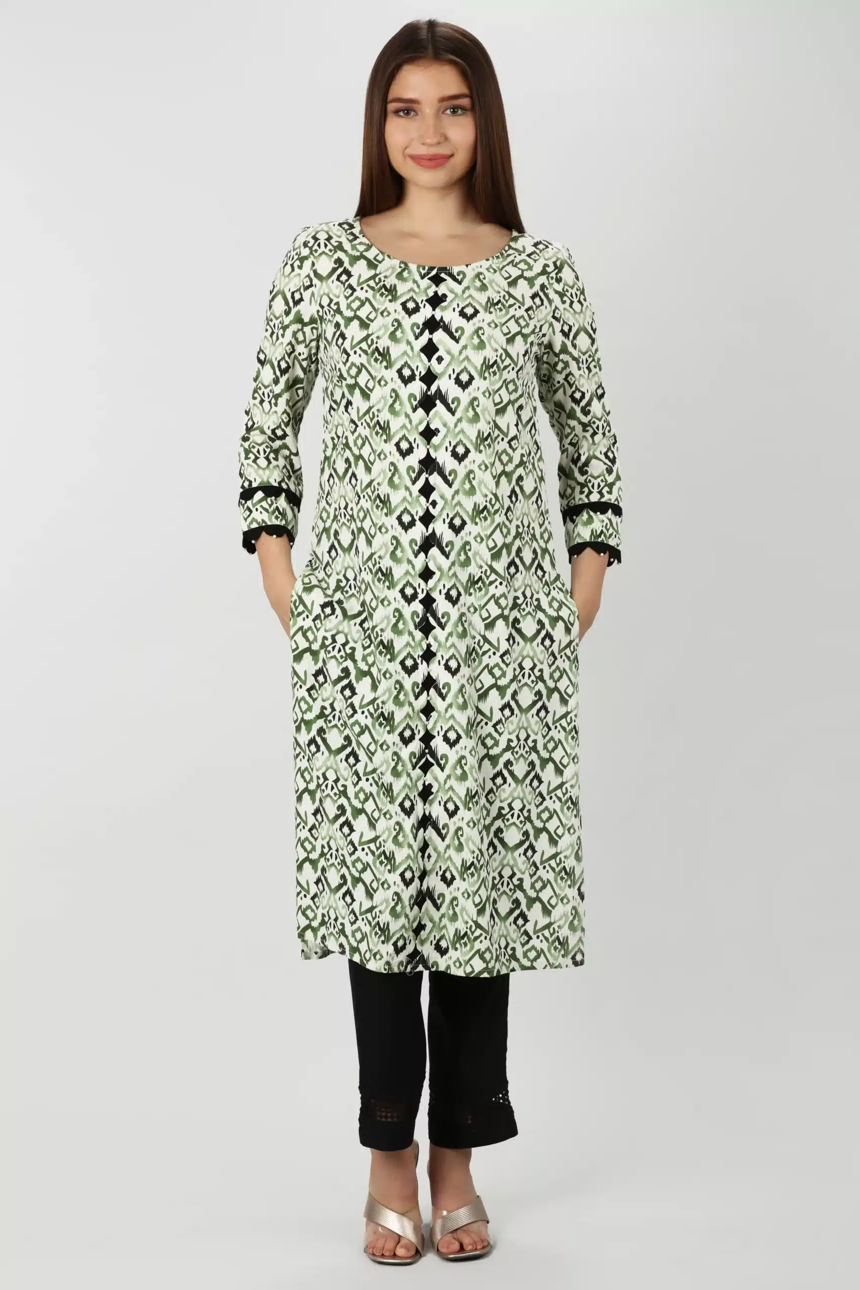 Printed Green Kurta Ladies