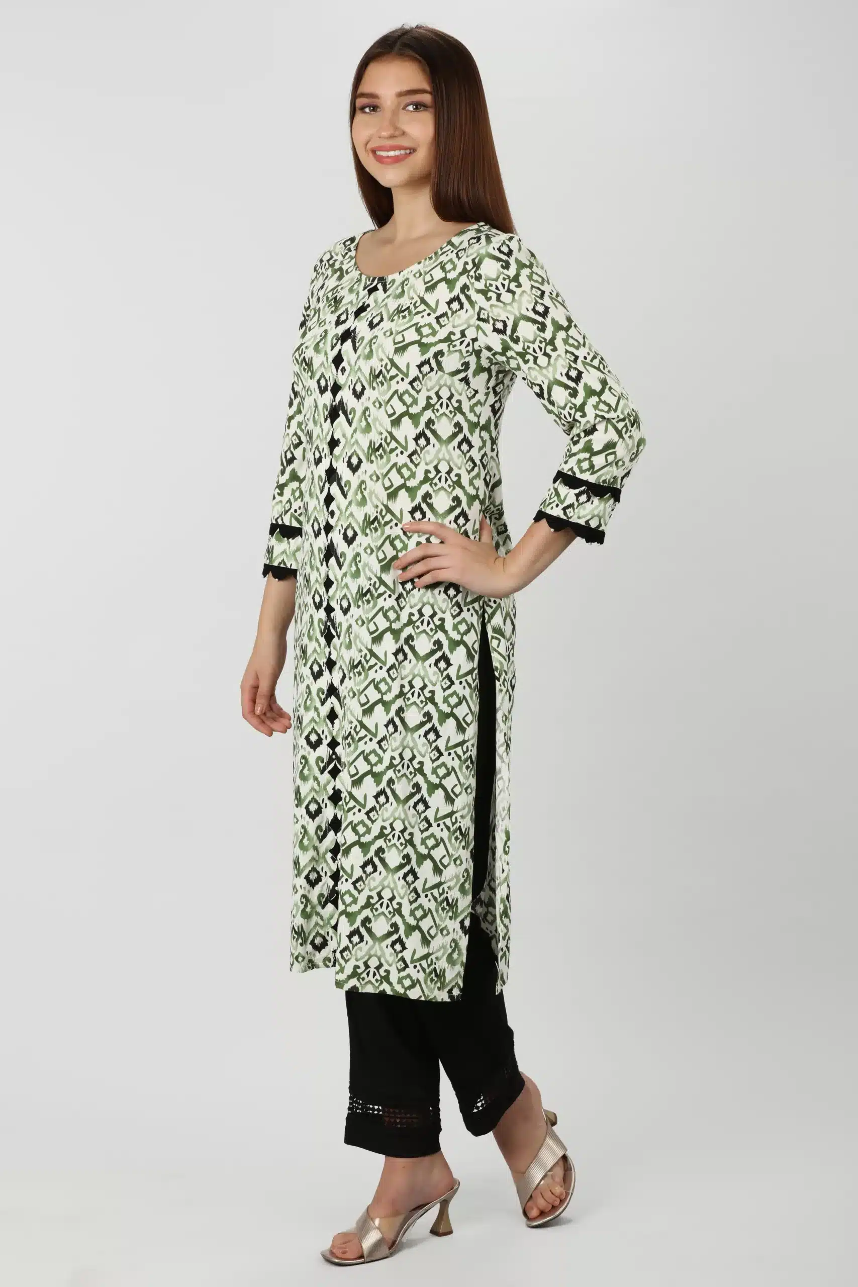 Printed Green Kurta Ladies