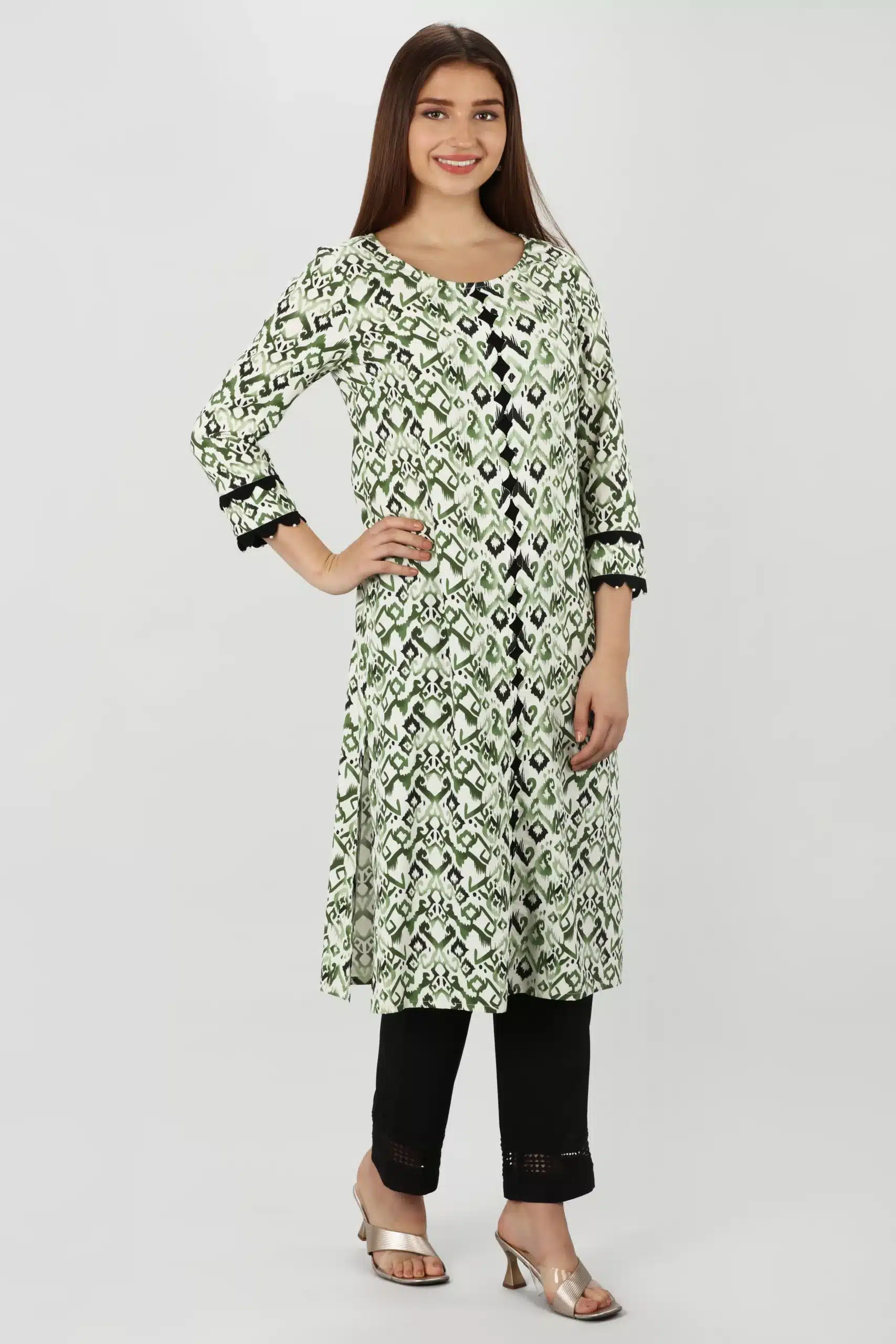 Printed Green Kurta Ladies