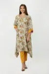 Olive Green Flared Sleeve Kurti For Women
