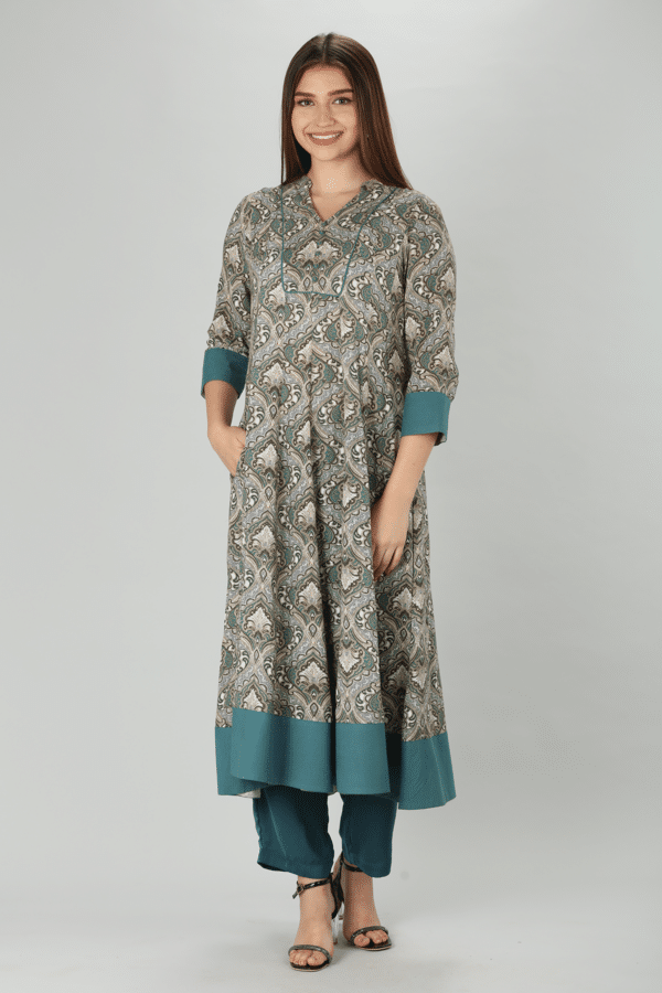 Printed Grey Kurta For Women