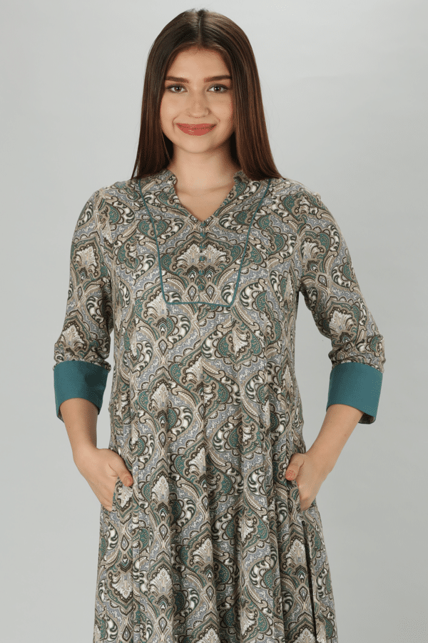 Printed Grey Kurta For Women