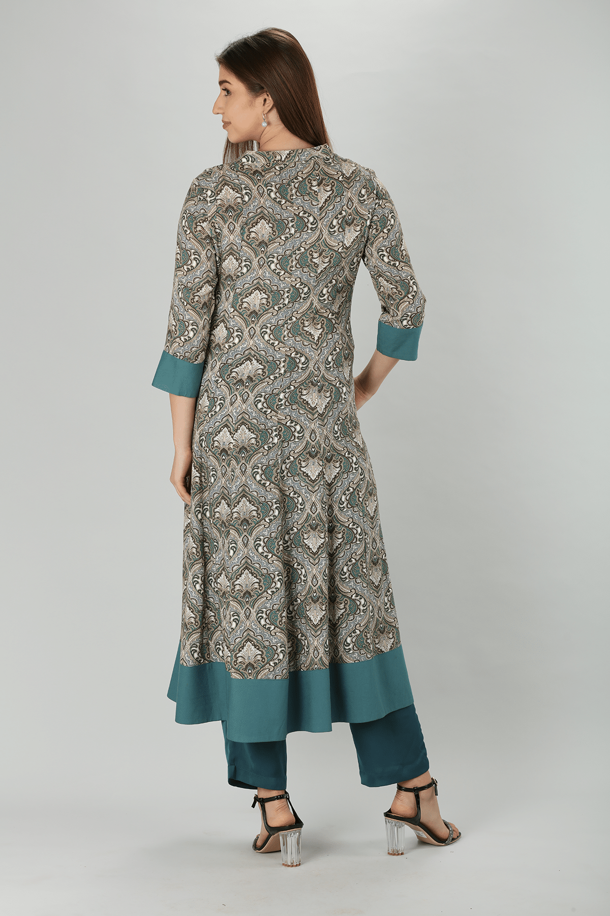 Printed Grey Kurta For Women