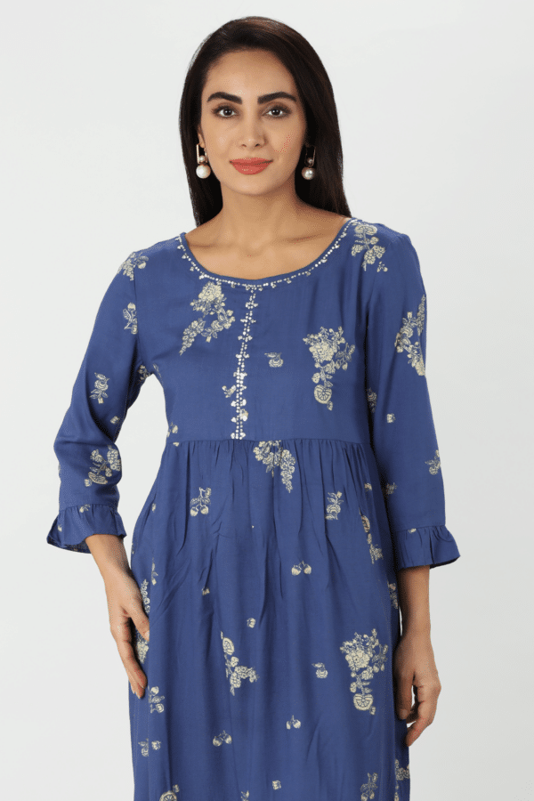 Printed Blue Kurti For Women