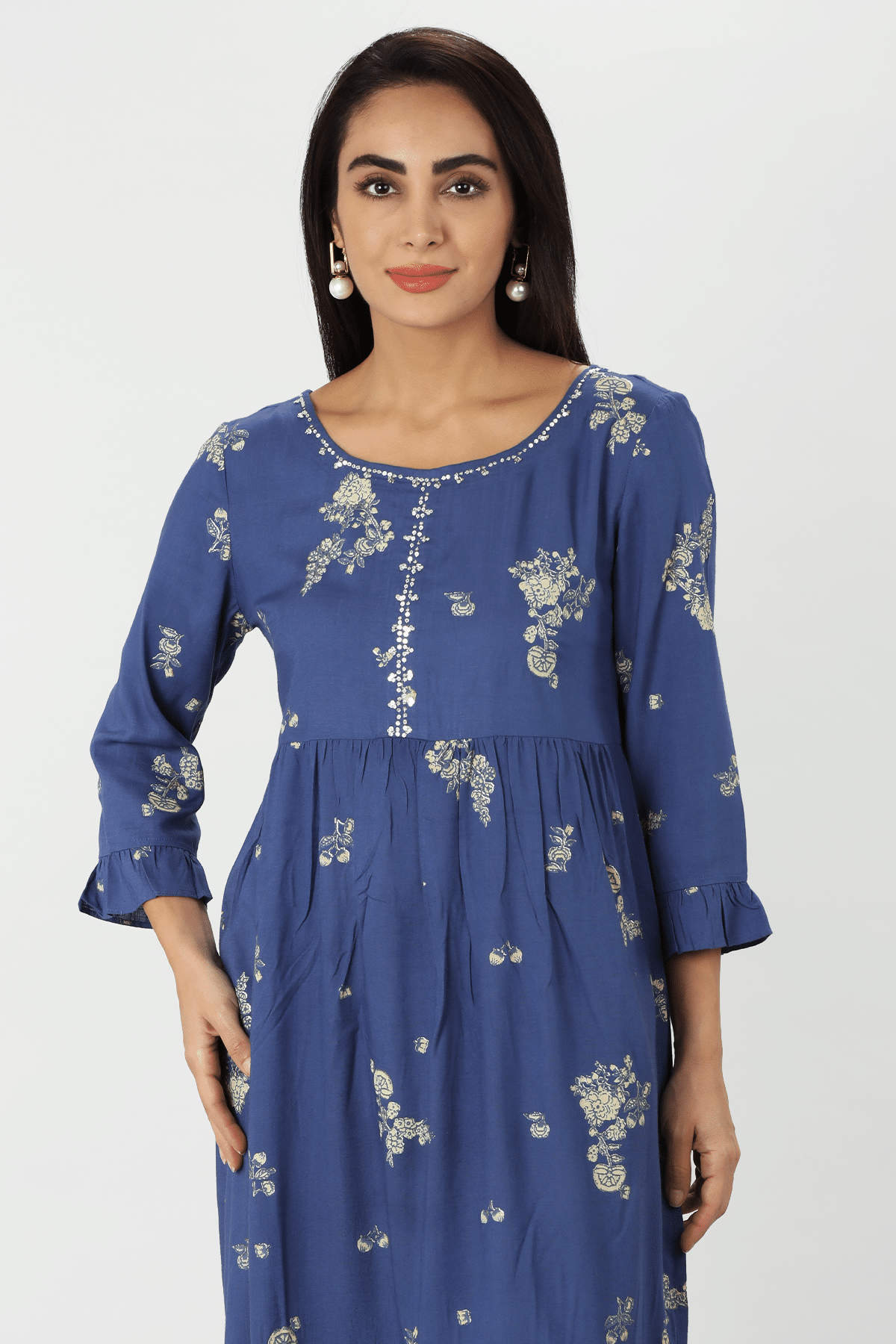 Printed Blue Kurti For Women