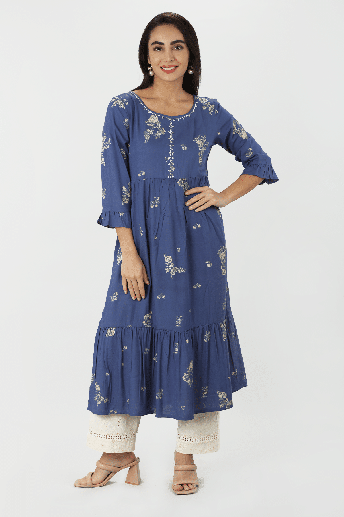 Printed Blue Kurti For Women