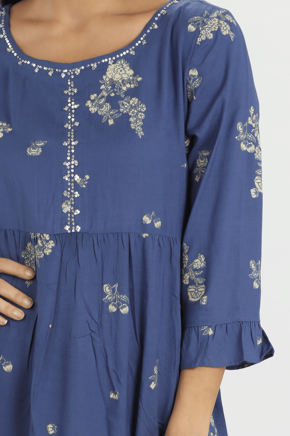 Printed Blue Kurti For Women