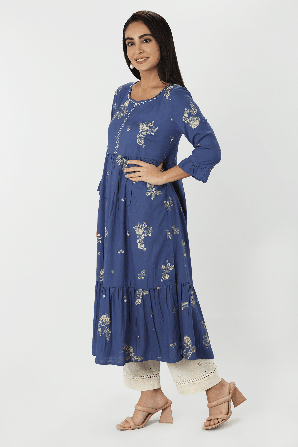Printed Blue Kurti For Women
