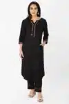 Embroidered Black Kurta For Women