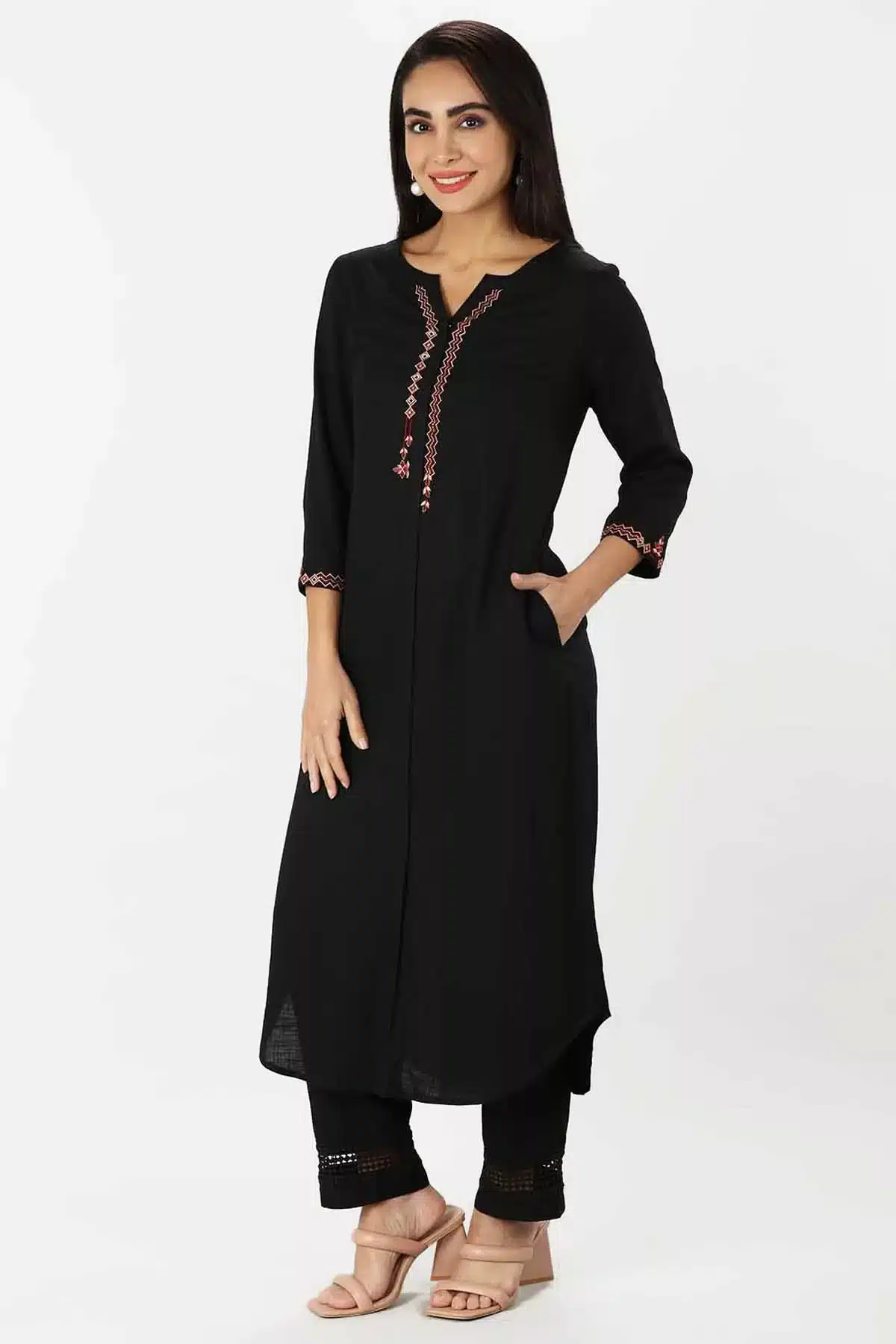 Embroidered Black Kurta For Women