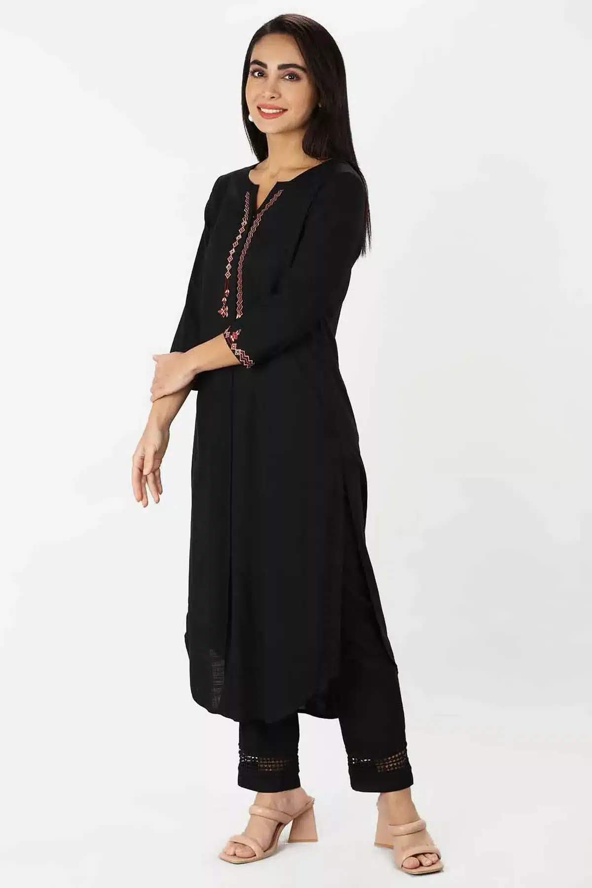 Embroidered Black Kurta For Women