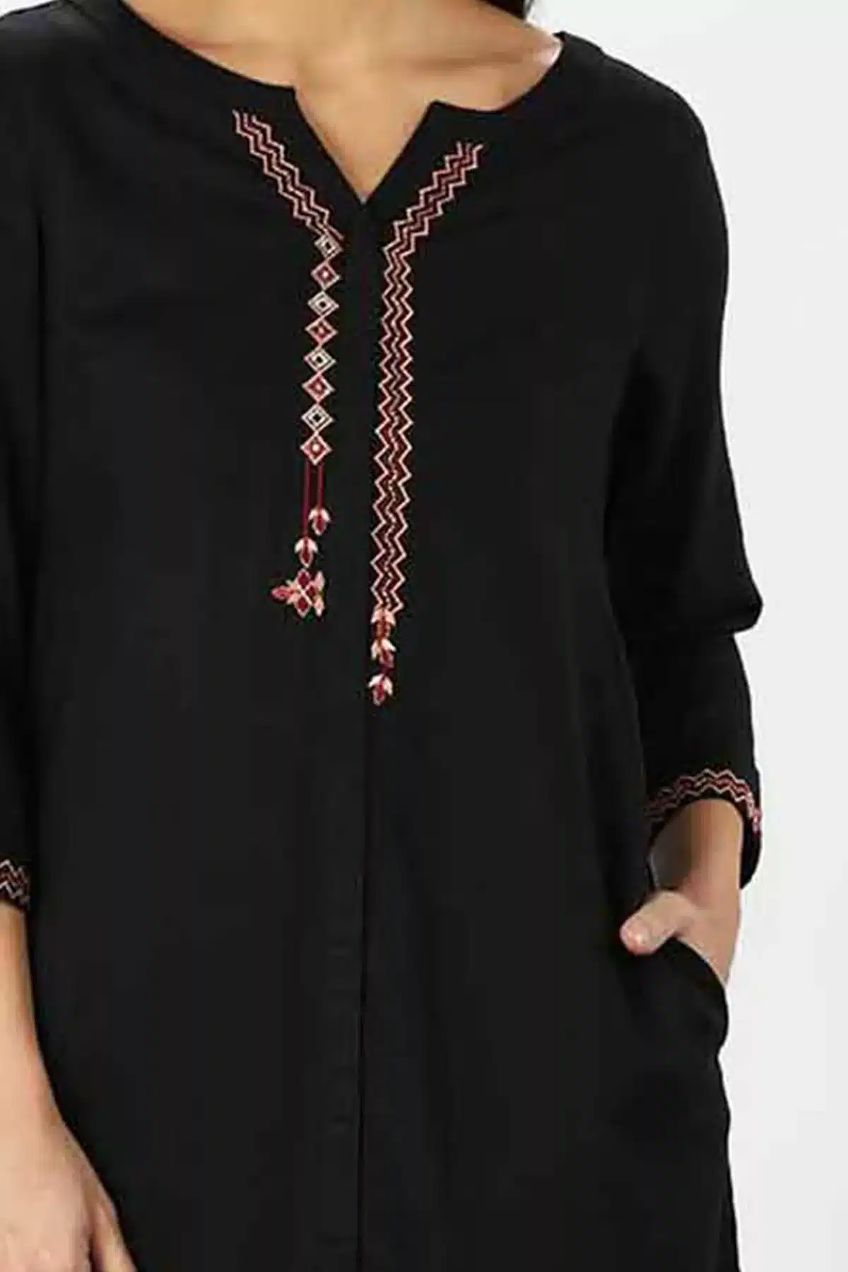 Embroidered Black Kurta For Women