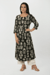 Printed Black Long Kurta For Women