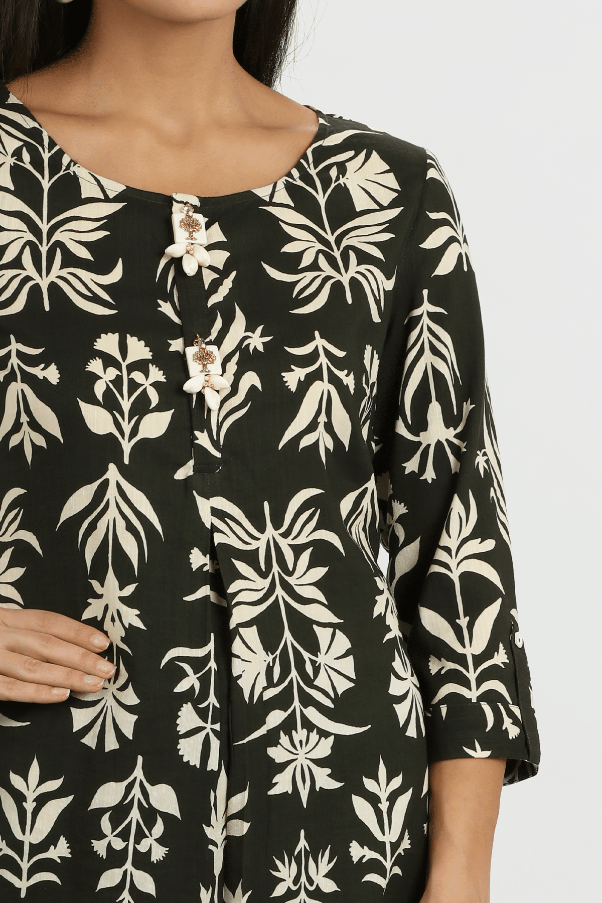 Printed Black Long Kurta For Women