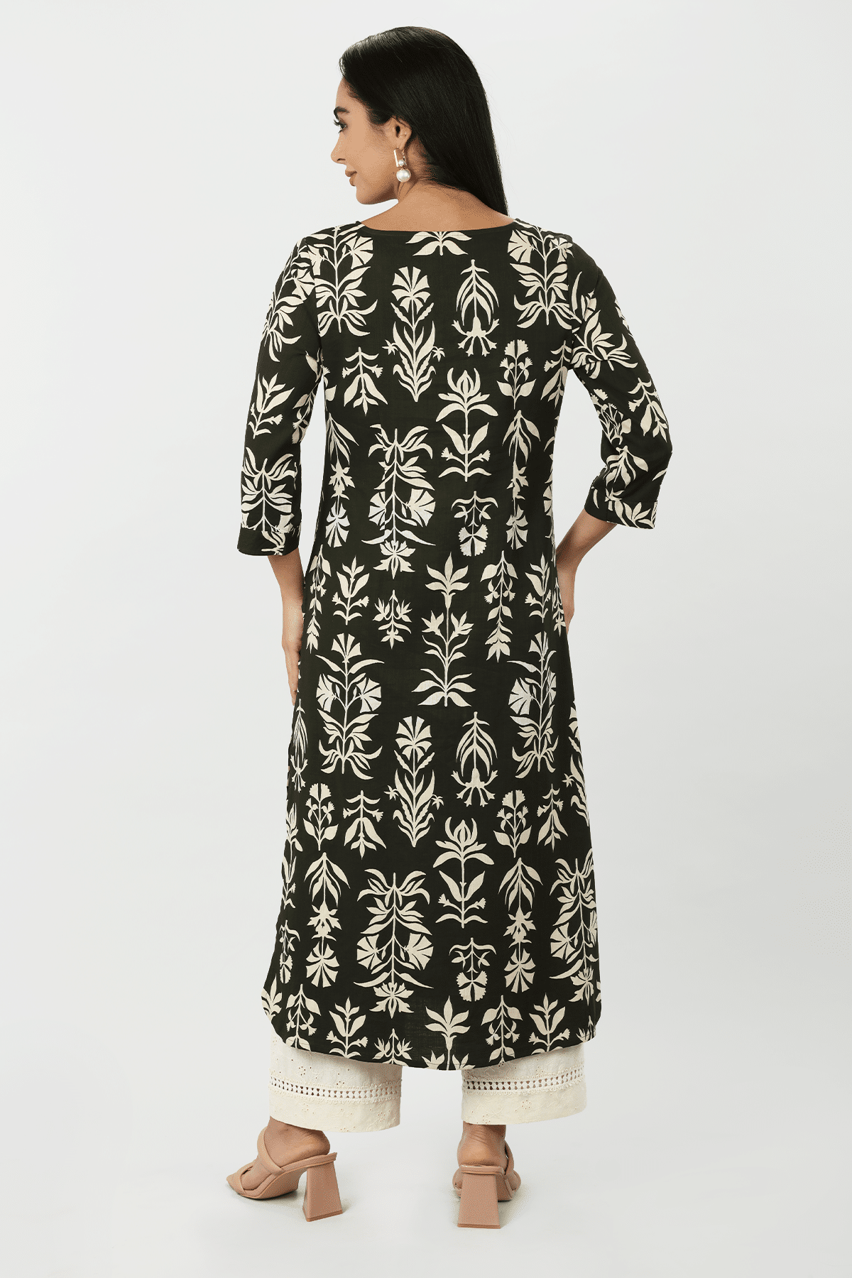 Printed Black Long Kurta For Women