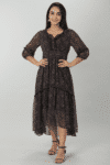 Printed Dark Brown Dress For Women